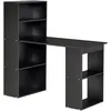 Image de Bureau informatique - HOMCOM - avec rangement 6 compartiments ouverts table ordinateur - bois - 120x55x120cm - noir
