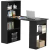 Image de Bureau informatique 120l x 55l x 120h cm bibliothèque adjacente multi-rangements noir