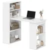 Image de Bureau informatique - HOMCOM - avec rangement 6 compartiments ouverts table ordinateur - bois - 120x55x120cm - blanc