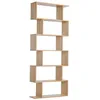 Image de Bibliothèque - HOMCOM - étagère zig zag design contemporain 6 niveaux rangement salon - bois - 80x23x192cm - chêne clair