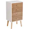 Image de Meuble de rangement chiffonnier design scandinave 40l x 30l x 75h cm 4 tiroirs bois massif pin mdf blanc et hêtre motif graphique