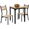 Image de HOMCOM - ensemble table à manger et chaises - MDF - 60x60x76cm - Noir Bois de chêne clair