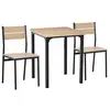 Image de Table avec 2 chaises style industriel acier noir mdf coloris bois de chêne