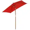 Image de Parasol rectangulaire inclinable bois polyester haute densité 2l x 1,5l x 2,3h m rouge