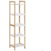 Image de Étagère en bambou - HOMCOM - salle de bain étagère debout 3 paniers 2 étagères rangement - bambou - 32x30x130cm - beige blanc