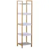 Image de Etagère en bambou de salle de bain étagère debout 3 paniers + 2 étagères dim. 32l x 30l x 130h cm beige blanc