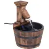 Image de Fontaine de jardin tonneau fontaine décorative en cascade circuit fermé pompe à eau submersible incluse ø 27 x 37h cm bois de pin marron