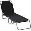 Image de Bain de soleil transat pliable dossier réglable multipositions métal et polyester noir