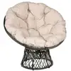 Image de Fauteuil rond de jardin fauteuil papasan pivotant grand confort ø 97 x 90h cm grand coussin fourni polyester résine tressée crème