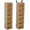Image de Lot de 2 étagères colonnes armoire de rangement cd-dvd 6 + 6 compartiments dim. 21l x 19l x 88h cm capacité max. 204 cd coloris hêtre