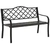 Image de Banc 3 places de jardin terrasse style rural chic 128l x 60l x 89h cm métal époxy anticorrosion fonte brun