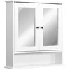 Image de Armoire Murale étagère Salle de Bain kleankin 56L x 13l x 58H cm Double Porte Miroir étagère réglable MDF Gris