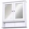 Image de Armoire murale étagère salle de bain 56l x 13l x 58h cm double porte miroir étagère réglable mdf blanc