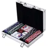 Image de Mallette de poker - HOMCOM - coffret complet 200 jetons 2 jeux de cartes 2 clés mallette - aluminium - gris