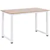 Image de Table d'ordinateur 120l x 60l x 76h cm multifonction grand plateau cadre robuste en métal blanc effet bois
