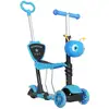 Image de Trottinette pour enfants trottinette 3 roues évolutive 3 en 1 hauteur guidon réglable canne telescopique selle dossier amovible bleu