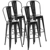 Image de Tabourets de bar - HOMCOM - lot de 4 empilable industriel avec dossier repose-pied assise 76 cm - métal - noir