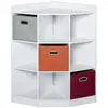 Image de Meuble de rangement d'angle unité de rangement 9 niches 3 tiroirs non tissé mdf blanc