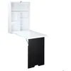 Image de Bureau mural - HOMCOM - pliable table rabattable suspendue étagère tableau craie - MDF - blanc