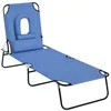 Image de Bain de soleil - Outsunny - pliable transat inclinable 4 positions 3 coussins fournis - métal - bleu
