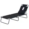 Image de Bain de soleil pliable transat inclinable 4 positions chaise longue de lecture 3 coussins fournis noir