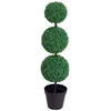 Image de Buis artificiel - Outsunny - topiaire artificielle en forme de boules décoration - plastique - Ø 30x112cm - vert