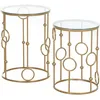 Image de Tables Gigognes Lot De 2 Tables Basses Design Style Art Déco Doré Verre