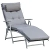 Image de Bain de soleil - transat - Outsunny - pliable inclinable 7 positions matelas accoudoirs - métal textilène - gris