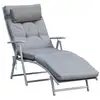 Image de Bain de soleil pliable transat inclinable 7 positions chaise longue grand confort avec matelas + accoudoirs métal époxy textilène polyester gris