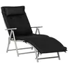 Image de Bain de soleil - transat - Outsunny - pliable inclinable 7 positions matelas accoudoirs - métal textilène - noir