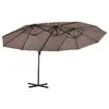 Image de Parasol déporté grande taille xxl inclinable dim. 4,4l x 2,7l x 2,5h m piètement en acier inclus polyester marron