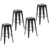 Image de Tabourets de bar - HOMCOM - lot de 4 empilable industriel avec repose-pied rétro bistrot - métal - noir