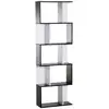 Image de Bibliothèque étagère meuble de rangement design contemporain en s 5 étagères 60l x 24l x 185h cm noir blanc
