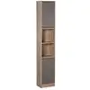 Image de Meuble colonne rangement salle de bain style cosy dim. 30l x 24l x 170h cm 2 portes étagère 2 niches chêne clair gris