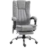 Image de Fauteuil de bureau direction massant chauffant hauteur réglable dossier inclinable repose-pied revêtement synthétique gris