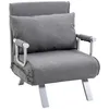Image de Fauteuil chauffeuse - canapé-lit convertible - HOMCOM - 1 place déhoussable grand confort pieds métal - lin - gris clair