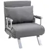 Image de Fauteuil chauffeuse canapé-lit convertible 1 place déhoussable grand confort coussin pieds accoudoirs métal lin gris clair