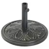 Image de Pied de parasol rond base de lestage ø 48 x 34h cm ciment hdpe motif fleurs de lys poids net 13 kg noir doré
