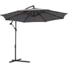 Image de Parasol déporté octogonal inclinable manivelle pied acier ø 3 x 2,5h m gris