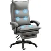 Image de Fauteuil de bureau - Vinsetto - massant dossier inclinable hauteur réglable repose-pied télécommande filaire pivotant - lin - gris