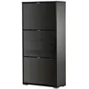 Image de Meuble à chaussures - HOMCOM - armoire 3 portes abattantes 3 compartiments rangement entrée - bois - 60x26x124cm - noir laqué