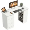 Image de Bureau dordinateur - HOMCOM - 3 tiroirs 3 étagères bureau rangement réversible étude - Panneaux particules - blanc