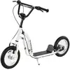 Image de Trottinette patinette pour enfants plus de 5 ans grands pneus guidon réglable 2 freins contrôlés par poignée béquille latérale 120 x 58 x 85-95 cm blanc