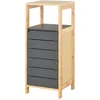 Image de Meuble Bas Rangement Salle De Bain Porte Étagères Niche Bambou Gris