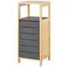 Image de Meuble colonne rangement salle de bain style cosy dim. 32l x 30l x 80h cm porte étagères niche bambou gris