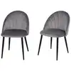 Image de Lot de 2 chaises velours gris pieds métal noir dim. 52l x 54l x 79h cm
