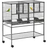 Image de Cage à oiseaux - PawHut - avec séparation mangeoire et perchoir habitat volière intérieur - métal - 95x455x102cm - gris