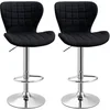Image de Lot De 2 Tabourets De Bar Design Contemporain Hauteur D'assise Réglable 59-81 Cm Pivotant 360° Lin