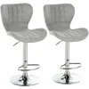 Image de Lot De 2 Tabourets De Bar Design Contemporain Hauteur D'assise Réglable 59-81 Cm Pivotant 360° Lin