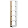 Image de Bibliothèque Étagère Rangement 5 Niveaux Blanc Effet Bois Clair